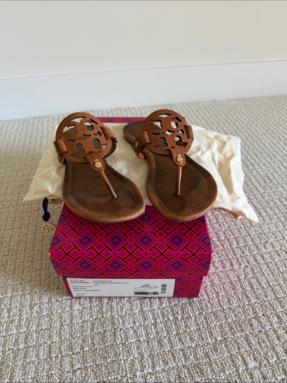 Tory Burch Miller Calf Leather Sandals • Vintage Vachetta